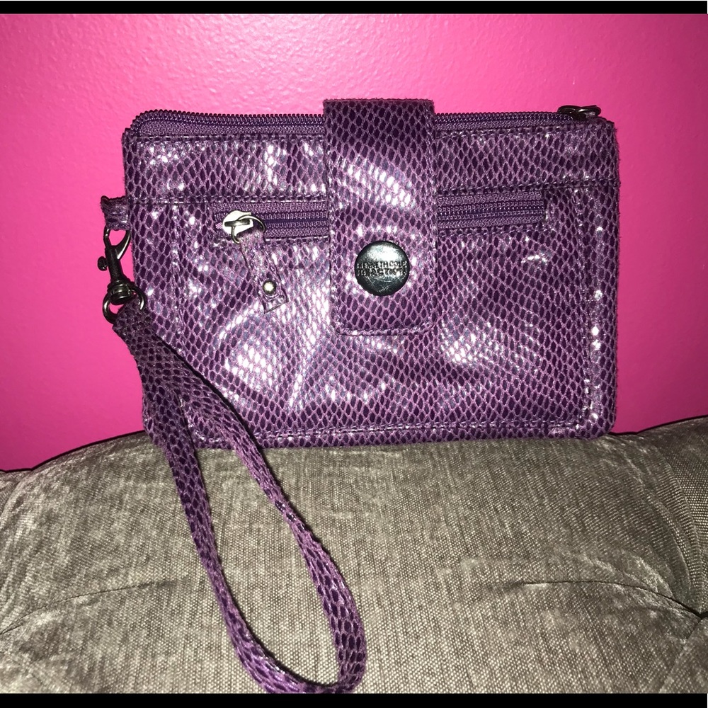 Kenneth Cole Reaction Purple Snakeskin Wristlet